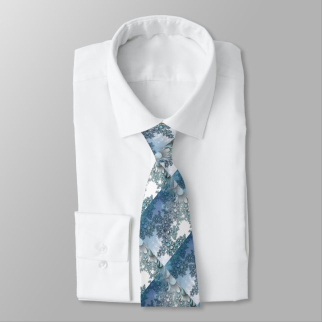 Cravate Motif de feuilles bleues (Attaché)