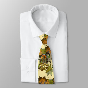 Cravate Motif de feuilles d'érable Art Nouveau Alphonse Mu
