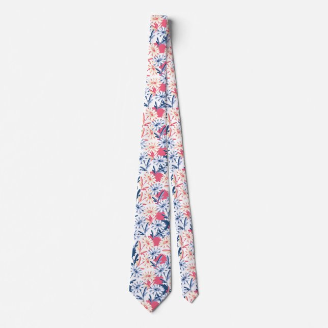Cravate Motif de fleur marguerite romantique (Devant)