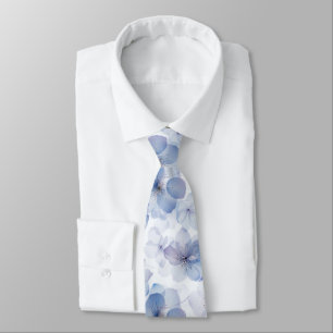 Cravate Motif de fleurs bleues à l'aquarelle