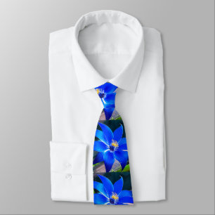 Cravate Motif de fleurs bleues profondes