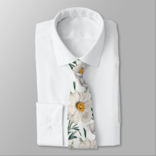 Cravate Motif de fleurs de pavot blanc de Californie