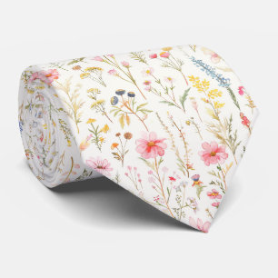 Cravate Motif de fleurs de prairie pastel