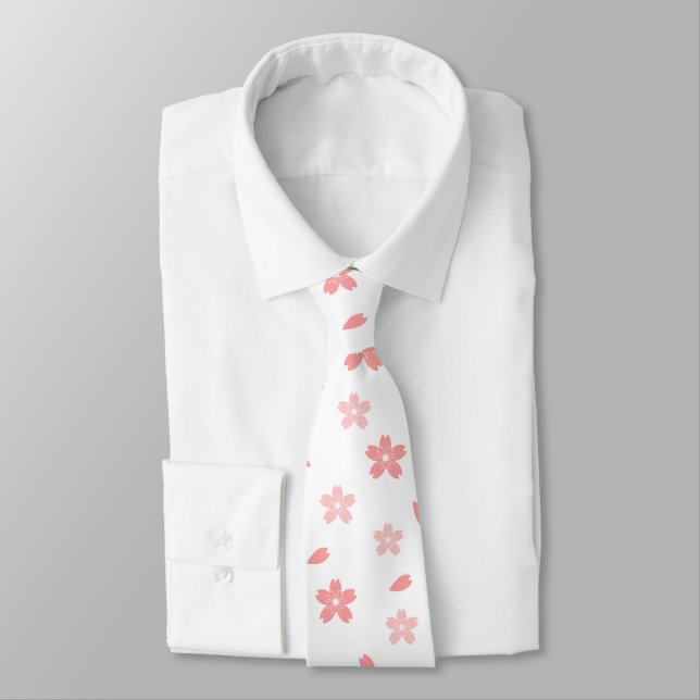 Cravate motif de fleurs et feuilles de Sakura (Attaché)