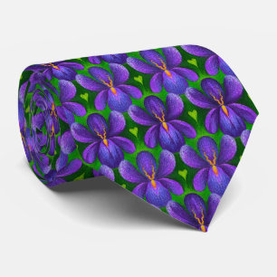 Cravate Motif de fleurs violettes, art floral élégant