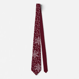 Cravate Motif de flocons blancs sur rouge foncé
