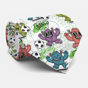 Cravate Motif de foot de monstre drôle
