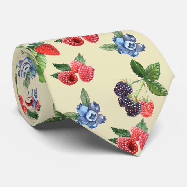 Cravate Motif de framboise d'aquarelle (Roulé)