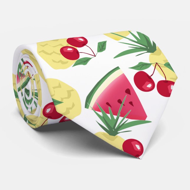 Cravate Motif de fruits. (Roulé)