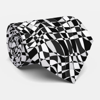 Cravate Motif de gauchissement à carreaux noir et blanc