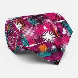 Cravate Motif de grunge abstrait avec pissenlit