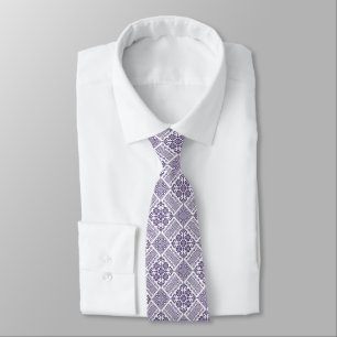 Cravate Motif de henné à base de Tatreez violet et blanc