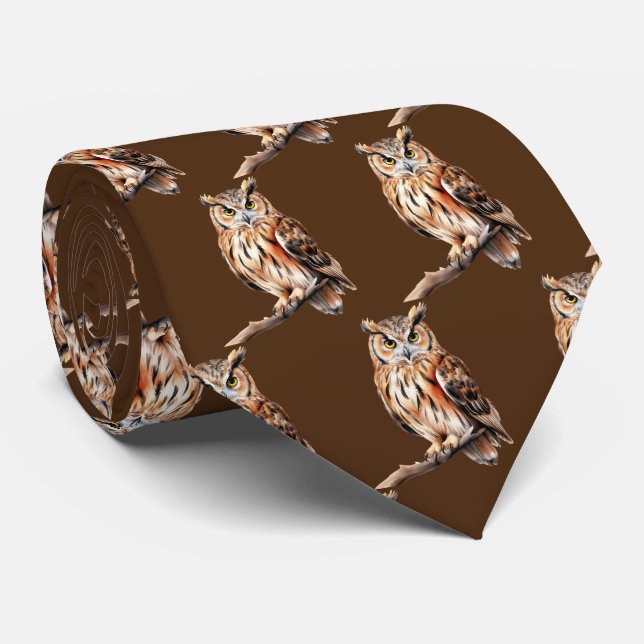 Cravate motif de hibou cool carrelé (Roulé)