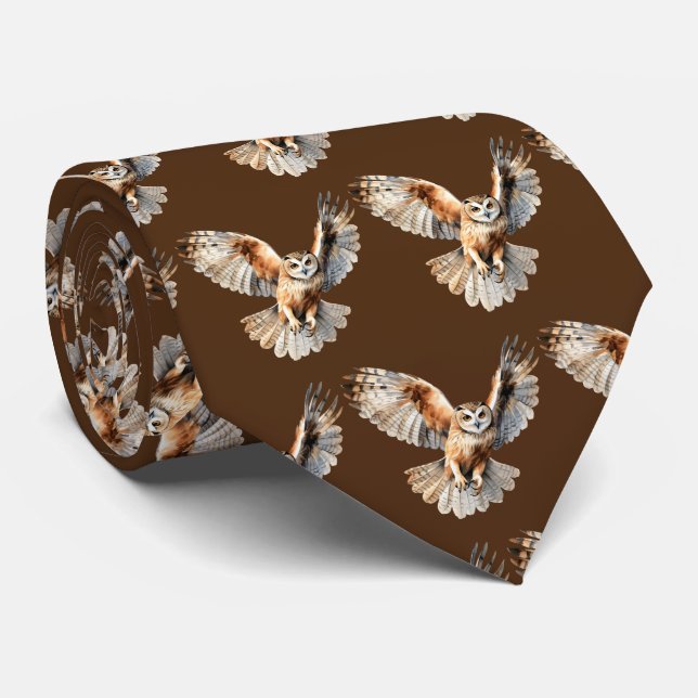 Cravate motif de hibou cool carrelé (Roulé)
