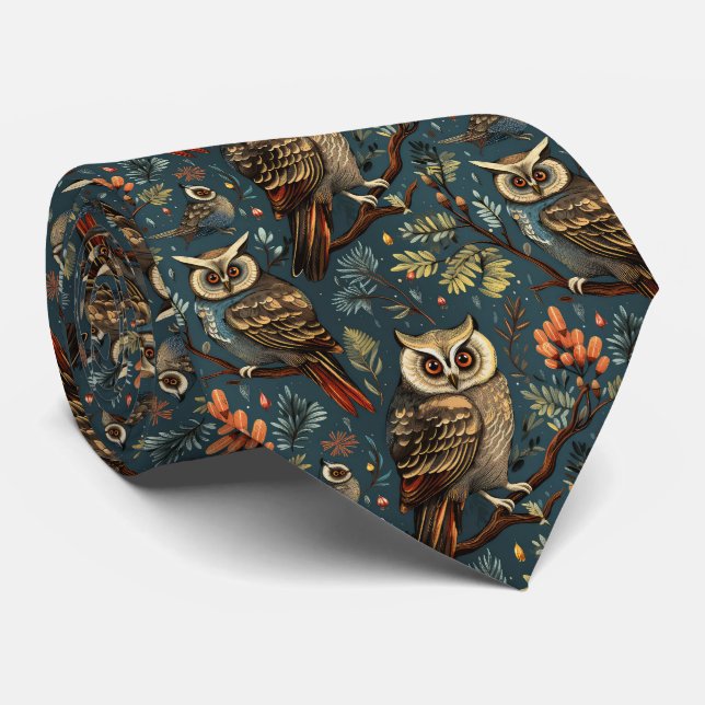 Cravate motif de hibou cool carrelé (Roulé)