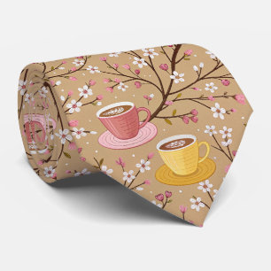 Cravate Motif de housse de café Fleur de Cerisier (4)