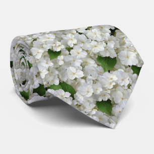 Cravate Motif de jardin d'hortensias blancs