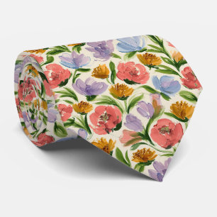 Cravate Motif de jardin floral pictural