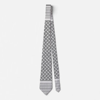 Cravate Motif de keffiyeh palestinien blanc et gris