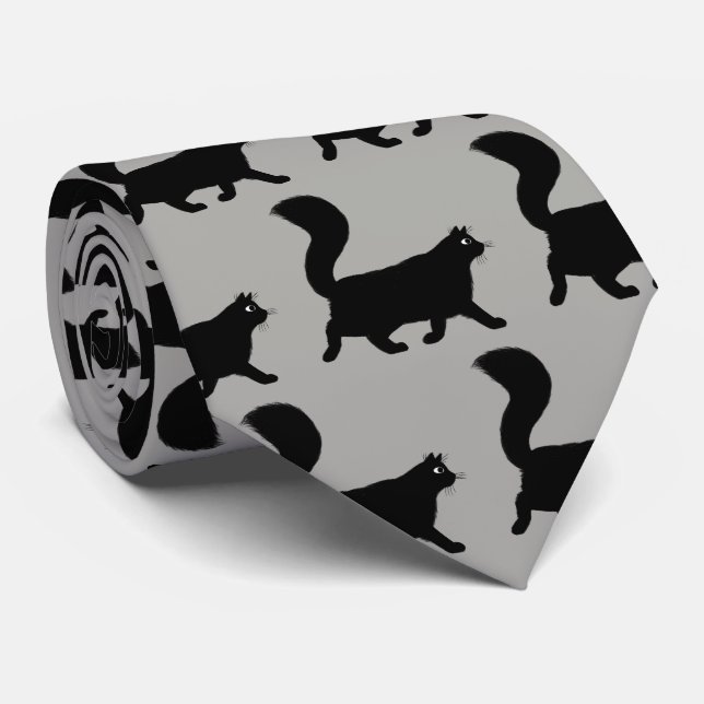Cravate Motif de la marche des chats noirs | Cool Kitties (Roulé)