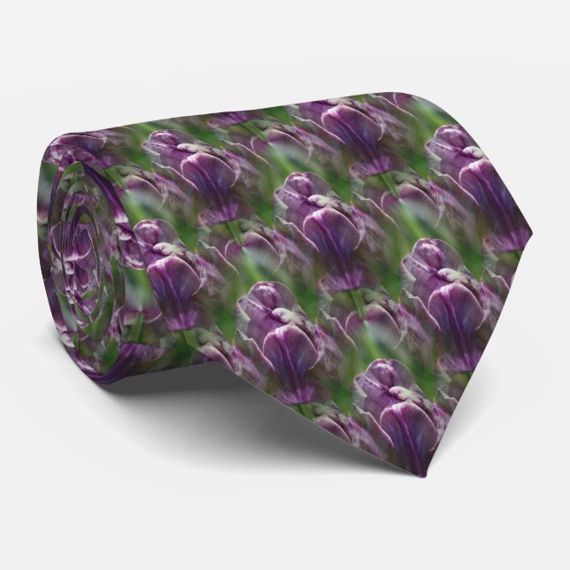 Cravate Motif de la nature des fleurs de tulipe violet (Roulé)