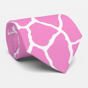 Cravate Motif de la peau de Girafe blanche rose