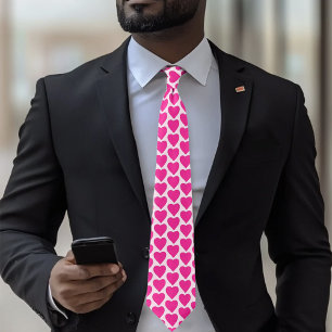 Cravate Motif de la Saint-Valentin Cœurs Rose Fuchsia Enjo