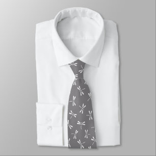 Cravate Motif de libellule, gris japonais/gris et blanc