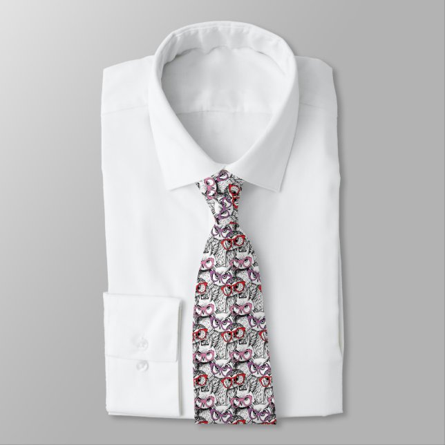 Cravate Motif de lunettes de hibou (Attaché)