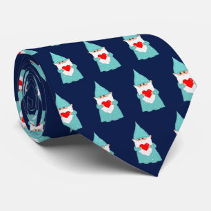 Cravate Motif de lutin de Noël moderne sur fond bleu marin