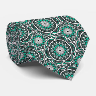 Cravate Motif de mandala islamique ancien vert