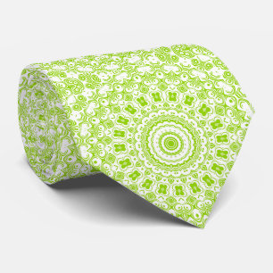 Cravate Motif de mandala vert chartreuse
