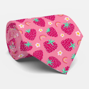Cravate Motif de marguerite arc-en-ciel fraise