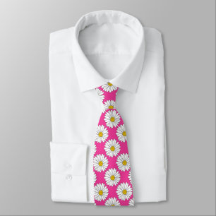 Cravate Motif de marguerite rose jaune