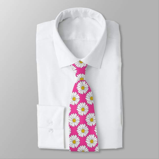 Cravate Motif de marguerite rose jaune (Attaché)