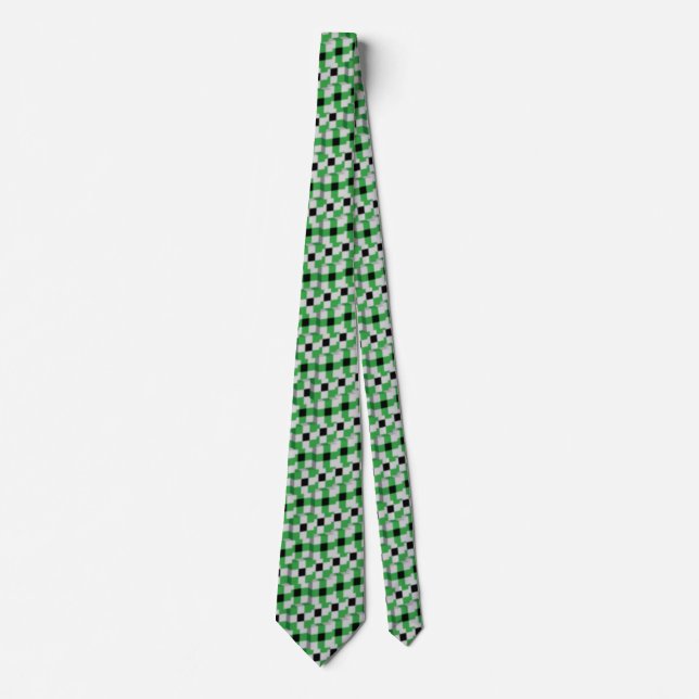 Cravate Motif de matrice de cube vert et noir cool (Devant)