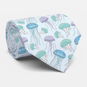 Cravate Motif de méduse lumineuse multicolore pastel doux