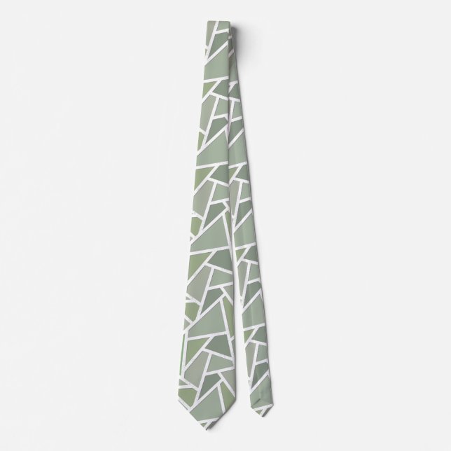 Cravate Motif de mosaïque vert olive (Devant)