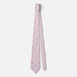 Cravate Motif de neige rose Hors-blanc BG