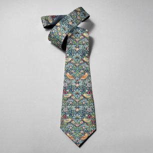 Cravate Motif de Noël à la fraise fleur oiseau vintage