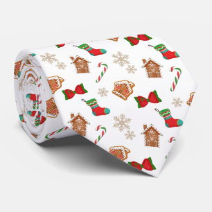 Cravate Motif de Noël bonbon flocon de neige