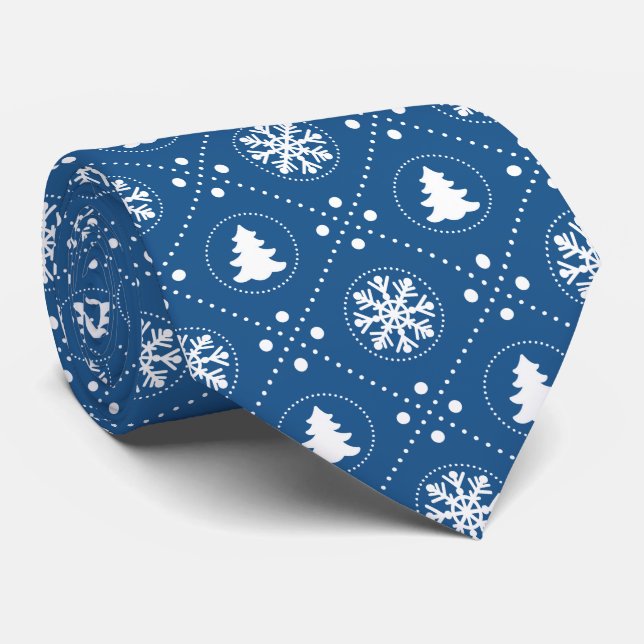 Cravate Motif de Noël Classy Blue (Roulé)