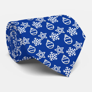 Cravate Motif de Noël élégant blanc sur bleu royal