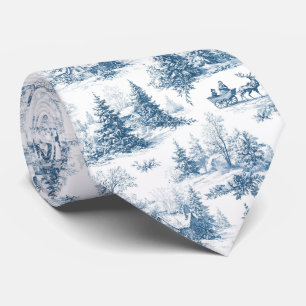 Cravate Motif de Noël en toile bleue