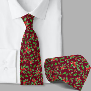 Cravate Motif de Noël fantaisiste rouge et vert à motif de