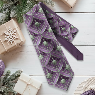 Cravate Motif de Noël vert violet #16 ID1009