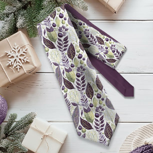 Cravate Motif de Noël vert violet #21 ID1009