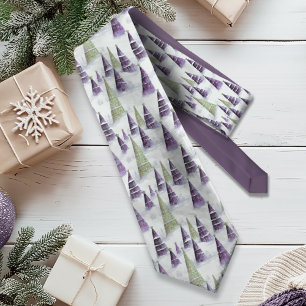 Cravate Motif de Noël vert violet #8 ID1009