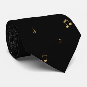 Cravate Motif de notes de musique noir élégant
