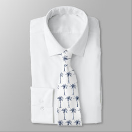 Cravate Motif de palmier bleu marine tropical
